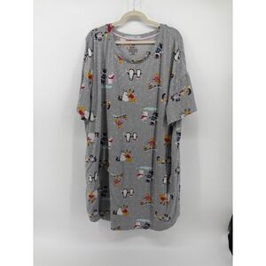 Secret Treasures Womens 2X-3X Gray Sleep Nightgown Winter Animals Christmas